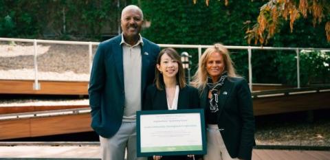 Michael Williams, Angie Liou and Joanie Straussman Brandon pose with the charter. Photo courtesy of ACDC.
