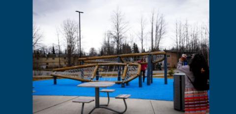 A pair of giant snowshoes is a symbol of heritage in Anchorage, Alaska.